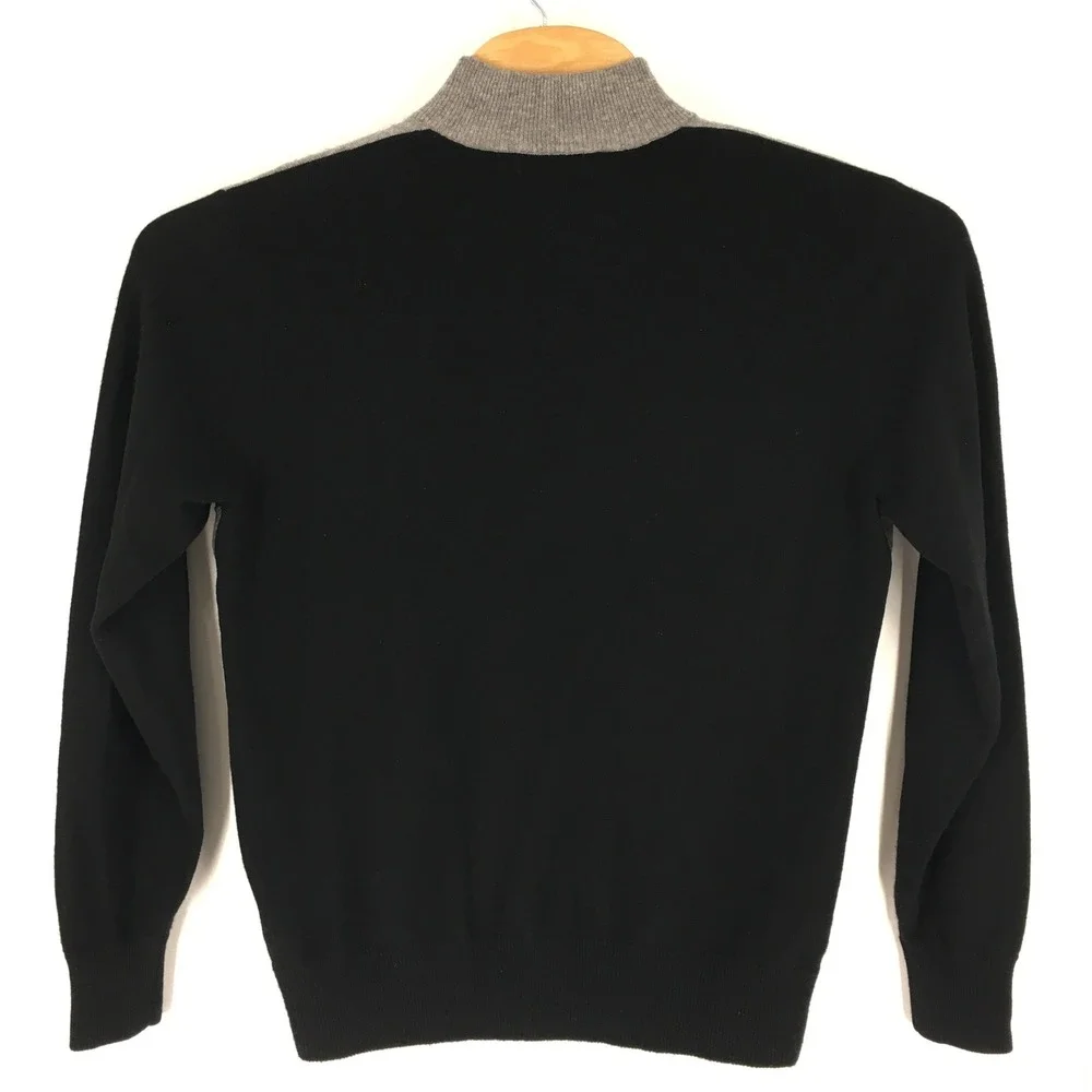 Bullock‎ & Jones Mens MediuM Argyle Quarter Zip Sweater 100% Cashmere Gray Black